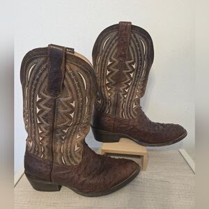 Durango Mens® Premium Exotic Full-Quill Ostrich Oiled Saddle Western Boot DDB027